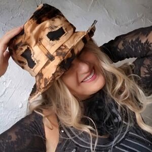 FINAL💛PRICE DROP Top Hat Designer Hat Shabby Upcycled Denim Boho Magnolia Style